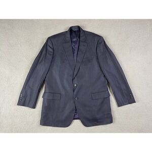 Brooks Brothers Jacket 46 L Navy SaxXon Wool Striped Madison 1818 Sport Coat